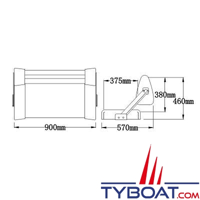 Vetus - Banquette 2 places rabattable dossier ajustable blanche coutures bleu marine