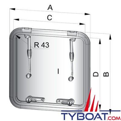 Vetus - Capot de pont Altus type 4242 (dimensions d’encastrement 421 x 421 mm)