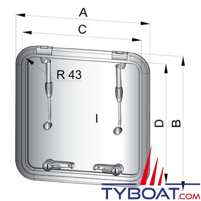 VETUS - Capot de pont Altus type 4242 (dimensions d’encastrement 421 x 421 mm)