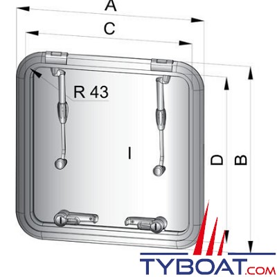 VETUS - Capot de pont Altus type 6363 (dimensions d’encastrement 627 x 627 mm)