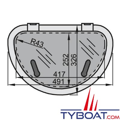 VETUS - Capot de pont Altus type D420 (dimensions d’encastrement 417 x 252 mm)