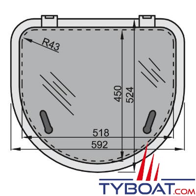 VETUS - Capot de pont Altus type D520 (dimensions d’encastrement  518 x 450 mm)