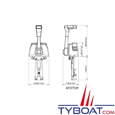 VETUS - Commande à distance pour 1 moteur montage supérieur boîtier en synthétique