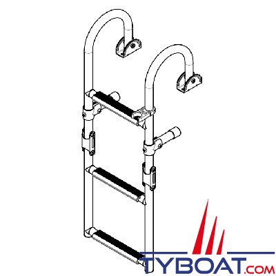 Vetus - Échelle pliable inox AISI 316 - avec arceaux montage sur pont - 3 marches - longueur totale 625 mm