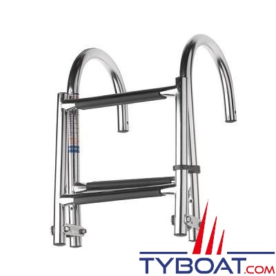 Vetus - Échelle pliable inox AISI 316 - avec arceaux montage sur pont - 3 marches - longueur totale 625 mm