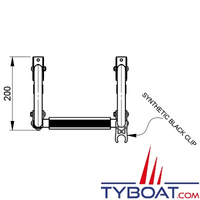 Vetus - Échelle pliable inox AISI 316 - avec arceaux montage sur pont - 3 marches - longueur totale 625 mm