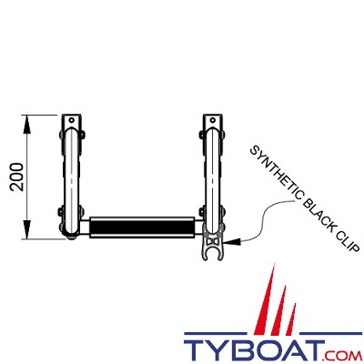 Vetus - Échelle pliable inox AISI 316 - avec arceaux montage sur pont - 4 marches - longueur totale 920 mm