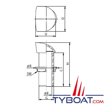 VETUS - Évent inox finition polie  G1 1/2''