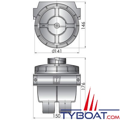 VETUS - Filtre à eau de mer type 470 tuyau Ø 32mm