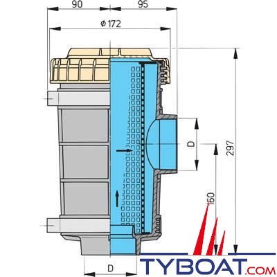 VETUS - Filtre eau de mer type 1320 raccordement tuyaux 50 mm (G2)