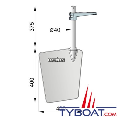 VETUS - Gouvernail en acier inoxydable L= 500 mm bras de mèche inclus