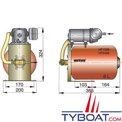 Vetus - Groupe d'eau HF1208 - 12,5 Litres/minute - 12 Volts 