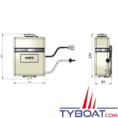 VETUS - Kit complet de lavage pare brise incluant réservoir et pompe 12 Volts