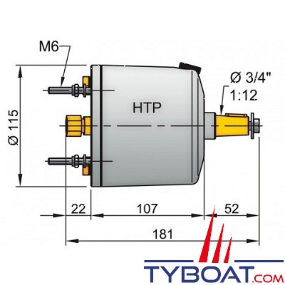 VETUS - Le kit de direction hydraulique comprend le vérin MTC30 la pompe HTP2008 15 mètres de flexible  les accessoires de montage et l'huile