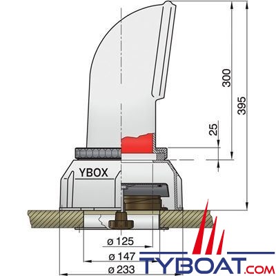 Vetus - Manche à air SAMOEN type Yogi 2 avec bague en synthétique orientable - Ø 125mm 