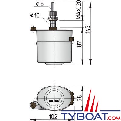 VETUS - Moteur d'essuie-glaces 12 Volts (bras et balai inclus)