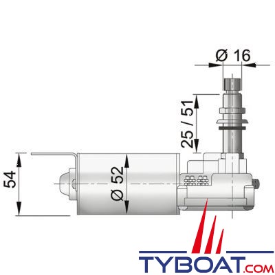 Vetus - Moteur essuie-glace type RW embout droit - arbre 2 / 51 mm - 2  vitesses, retour à l'arrêt automatique - 24 Volts VETUS RW02A 