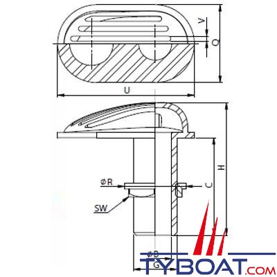 VETUS - Passe-coque à crépine bronze G1¼