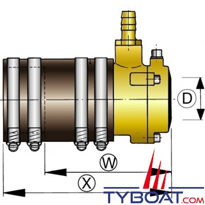 VETUS - Presse-étoupe bronze souple Ø 50 mm à double joint à lèvre