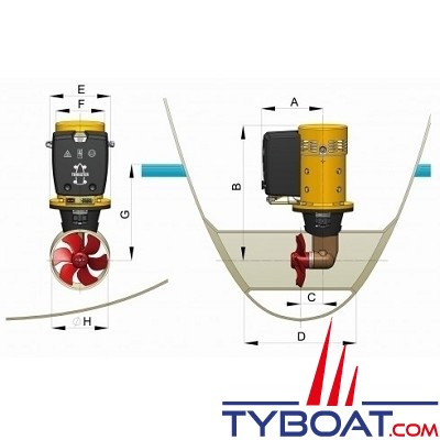 Vetus - Propulseur d'étrave - Pour tunnel Ø 110 mm - 25 kgf 12 Volts