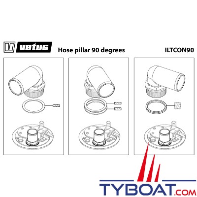 VETUS - Raccord coudé 90° - G1-1/4 pour tuyau Ø 38 mm