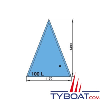 VETUS - Réservoir souple 100 L à eau triangulaire  (raccords coudés Ø 16 et Ø 38 mm inclus)