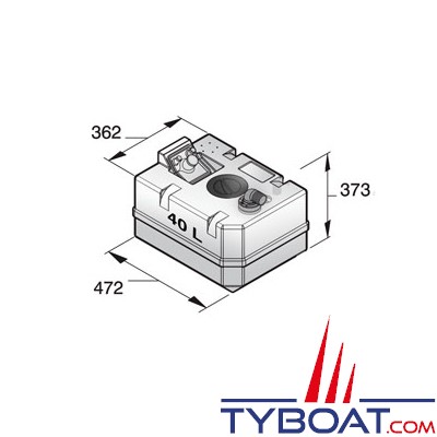 VETUS - Réservoir synthétique pour gas-oil 40 l raccords inclus Ø 10 mm tuyau carburant