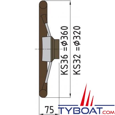 VETUS - Roue de gouvernail KS32 noir Ø 320mm revêtue polyuréthane