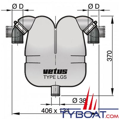 VETUS - Séparateur gaz d'échappement 38 mm avec raccord 40 mm