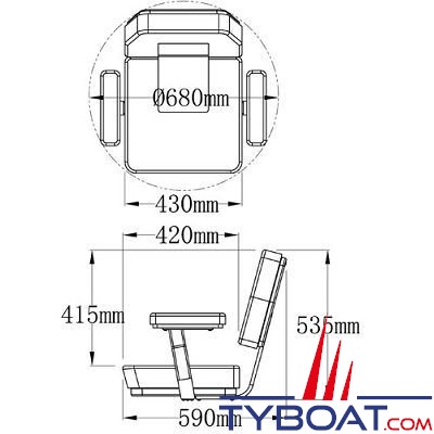 VETUS - Siège  SKIPPER classique blanc avec accoudoirs