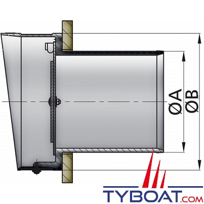 VETUS - Sortie d'échappement synthétique TC 90   Ø 90 mm à clapet battant