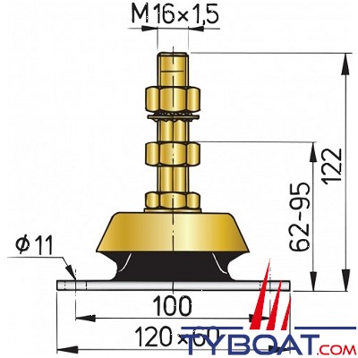 VETUS - Support-moteur type K75 (la pièce) entraxe 100mm