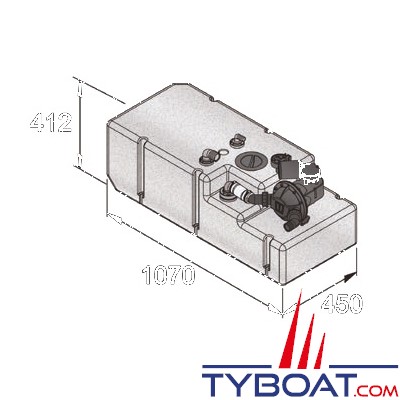 VETUS - Système de réservoir eaux usées 120 litres inclus pompe flotteur et tube 12 Volts