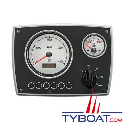 Vetus - Tableau de bord moteur aluminium type MPA22 - 12 Volts - 2 instruments blanc - (0-4000 rpm)