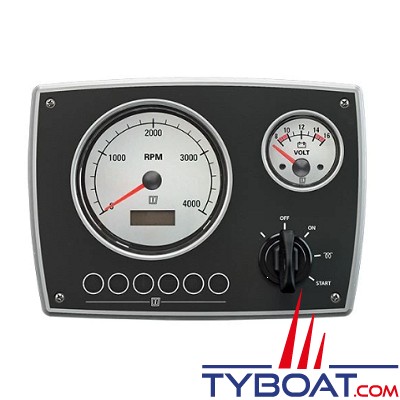 Vetus - Tableau de bord moteur aluminium type MPA22 - 12 Volts - 2 instruments blanc - (0-4000 rpm)