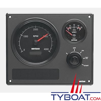 VETUS - Tableau de bord moteur synthétique type MP22  12 Volts 2 instruments noir (0-5000 rpm)