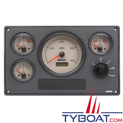 VETUS - Tableau de bord moteur synthétique type MPA34 12V, 4 instruments beige (0-4000 rpm)