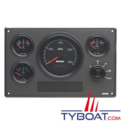 VETUS - Tableau de bord moteur synthétique type MPA34 24V, 4 instruments noir (0-4000 rpm)
