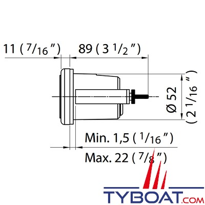 VETUS - Tableau de commande rond à boutons pour propulseur d'étrave avec temporisation 12/24 Volts