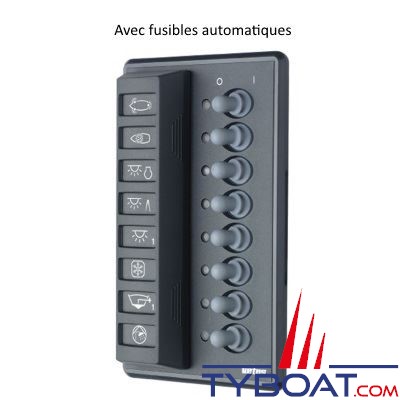 VETUS - Tableau électrique type P8F 12/24 Volts pour 8  Fusible/Fusibles automatiques (16 Fusibles inclus)