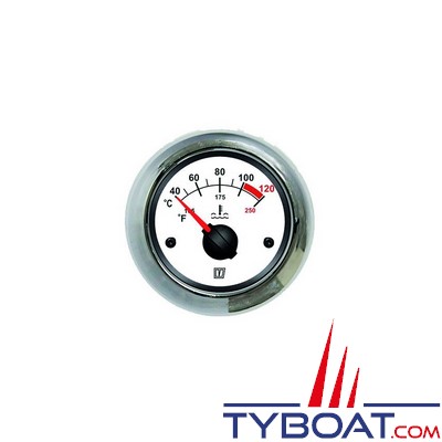VETUS - Thermomètre Blanc 12/24 Volts (40-120°C) trou d'encastrement 52mm