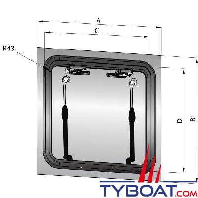 Vetus - Trappe d'évacuation FGH - Extérieurs 580 x 580 mm