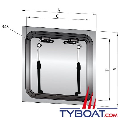 Vetus - Trappe d'évacuation FGH - Extérieurs 700 x 700 mm