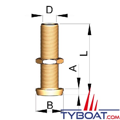 VETUS - Tube de jaumière en bronze Ø 30 mm   L= 175