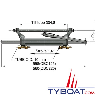 VETUS - Vérin pour barre hydraulique - OB225 - Hors-bord jusqu'à 225 CV - Fin de série sans garantie