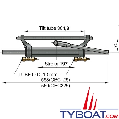 Vetus - Vérin pour barre hydraulique - OB225 - Hors-bord jusqu'à 225 CV - Fin de série produit neuf sans garantie