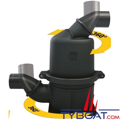 Vetus - Waterlock Hautes performances, type HPW avec entrée et sortie orientables pour tuyau 127 mm -55 litres