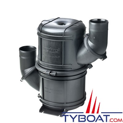 VETUS - Waterlock HEAVY DUTY synthétique noir  type NLP50 S  (10 litres) Ø50 mm avec entrée et sortie orientables pour tuyau 50 mm