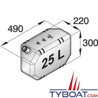 Vetus - Réservoir rigide pour gasoil  25 litres