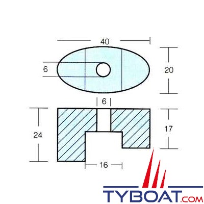 Anode zinc pour propulseur Vetus BOW  23 / 50 / 80 et les STERN